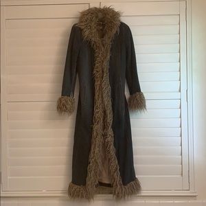 Full length jean coat with faux fur!
